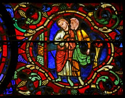 Osservando la Consacrazione, scena dalla Vita di San Martino, Cattedrale di Chartres da French School